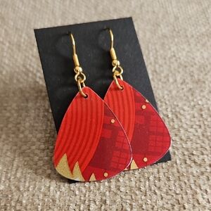 Starbucks Red and Gold Teardrop Dangle Earrings - Women Jewelry